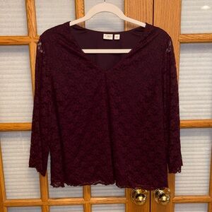 EUC Cato Burgundy Lace Blouse